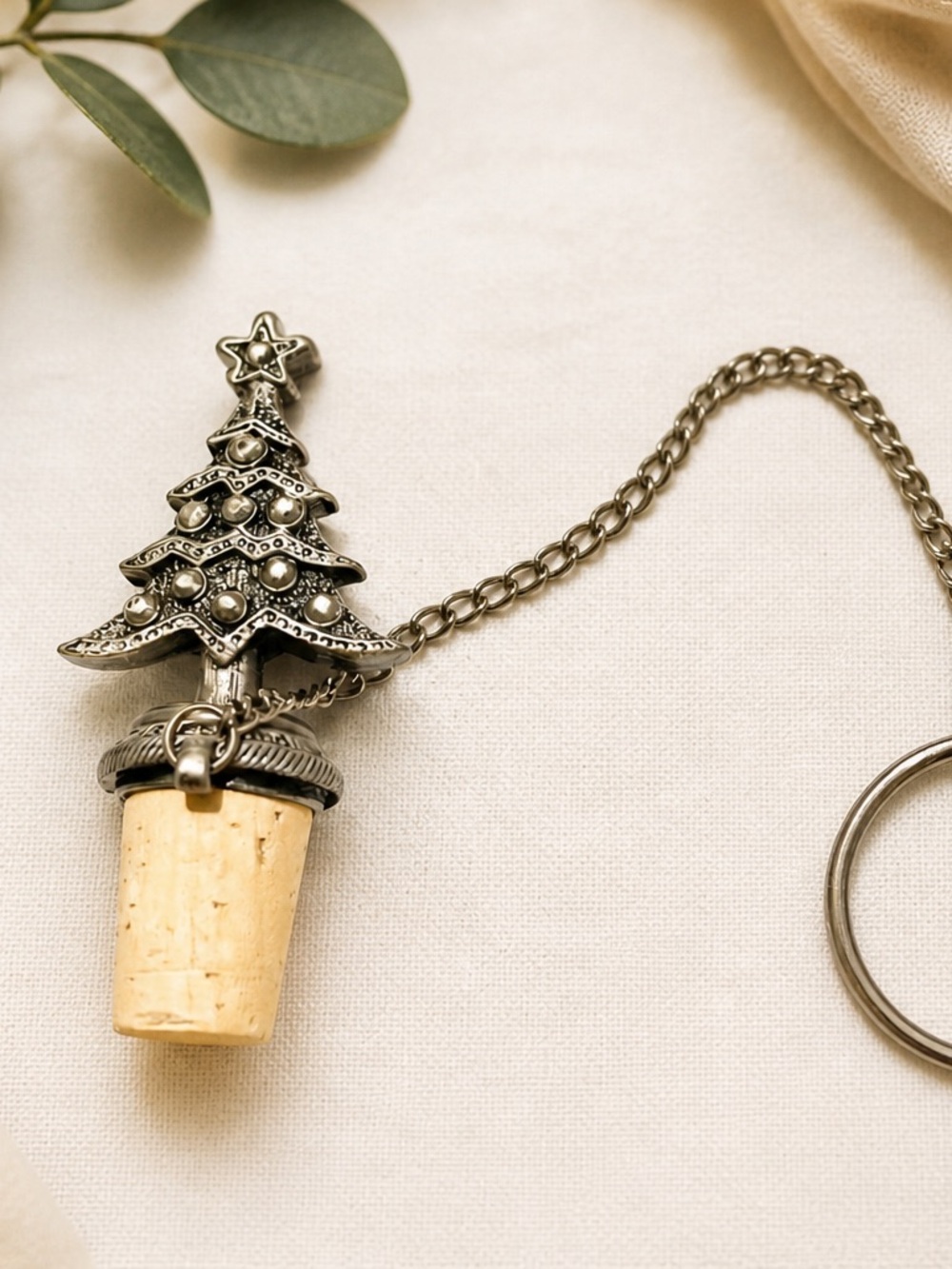 G Edsmon Vintage Pewter Christmas Tree Wine Cork - Picture 2 of 4
